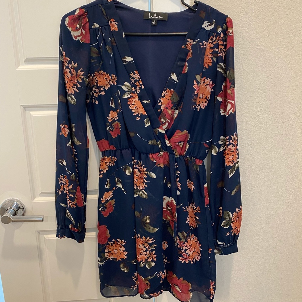 Navy Floral Print Dress from Lulu’s!